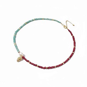 Colar Duas Cores com Pérola e Concha
