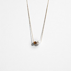 Choker Pérola e Olho de Tigre