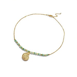 Choker Verde Pingente Caramujo