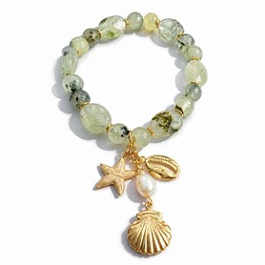 Pulseira Pedra Natural e Pingentes Oceano