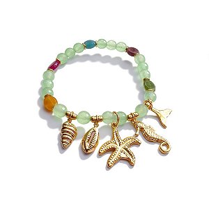 Pulseira Verde com Pingentes Oceano