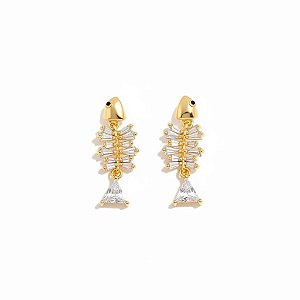 Brinco Peixe com Zircônias