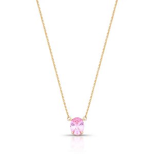 Colar Ponto de Luz Oval Pink Light Ouro 18K