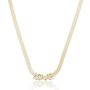 Colar Malha Love Banhado a Ouro 18k