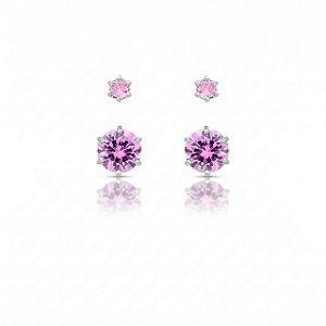 Dupla de Brincos Ponto de Luz Pink Light