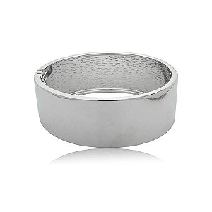 Bracelete Maxi Liso Redondo Ródio Branco