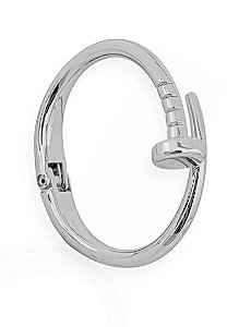 Bracelete Articulado Prego Liso Ródio Branco