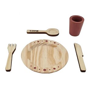 Minicozinha - Prato, talheres e copo (TERRACOTA)