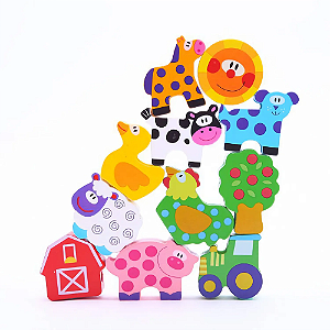 Blocos de Laço Fazenda Brinquedo Educativo de Madeira - Alinhavo