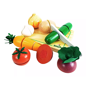 Kit 7 Legumes com Corte + Faca + Tabua