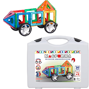 Blocos Magnéticos+rodas 20p- Magforma - Brinquedo Magnético