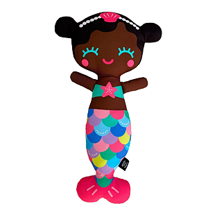 Boneca de Pano Sereia Pretinha G 40cm Antialérgica Adora