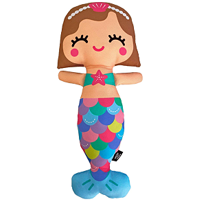 Boneca de Pano Sereia Castanha G 40cm Antialérgica Adora
