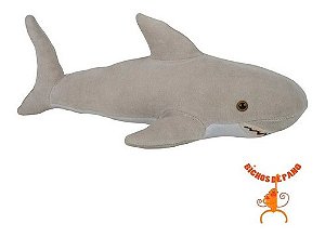 Tubarão Branco Bichos de Pano Pelúcia Ecológica 31cm