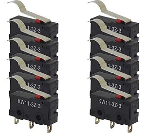 Chave Micro Switch Kw11-3z-3 3t 5a 250v Haste com Curva 20mm - 10 Peças