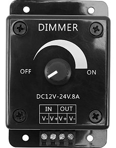 Dimmer Para Controle De Iluminação - 12~24V 8A Preto