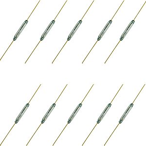 Chave Magnética Reed Switch Ampola Reed Dourada 14x2mm - Kit 10 Peças