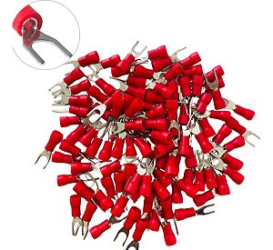 Terminal Forquilha Pré Isolado SV-1,25-4 22/16awg Vermelho 100 Peças