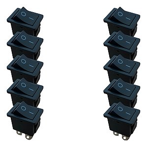 Chave Gangorra Kcd1-104n 4 Terminal Preto Com Marcação - 10 Peças