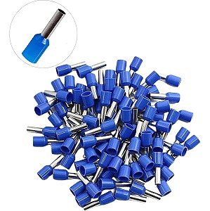 Terminal Tubular Ilhós Pré Isolado 1,5mm Azul E-1508 Kit 100 Peças