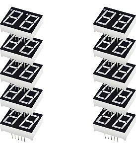 Kit 10 Display 7 Seguimentos 2 Digitos Vermelho Catodo Comum Para Arduino