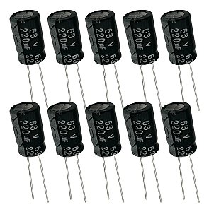 Capacitor Eletrolítico 220uf 63v - 10 Peças