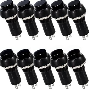 Chave Botão Push Button Pbs-11a Preto Com Trava Kit 10 Peças