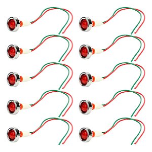 Kit 10 Lâmpada Sinaleiro Olho De Boi Xd10-7 12V - Vermelho