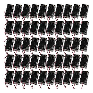 Suporte Porta 4 Pilhas AA Preto 2x2  Kit 50 Peças