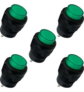 Chave Botão Interruptor De Pressão R16-503a Verde Com Trava 16mm Sem Neon 250v