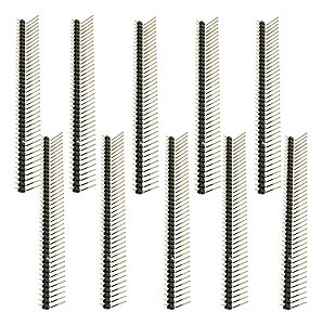 Kit 10 Barra Conector de Pinos 1x40 Vias 17mm 2,54mm 90° Macho