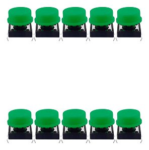 Chave Botão Táctil 12x12x7,3mm Capa Verde Para Arduino Kit 10 Peças