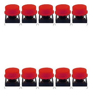 Chave Botão Táctil 12x12x7,3mm Capa Vermelho Para Arduino Kit 10 Peças