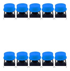Kit 10 Chave Táctil 12x12x7,3mm Capa Vermelho Para Arduino  Azul