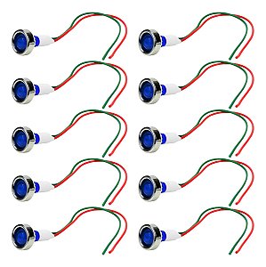 Kit 10 Lâmpada Sinaleiro Olho De Boi Xd10-7 12V - Azul