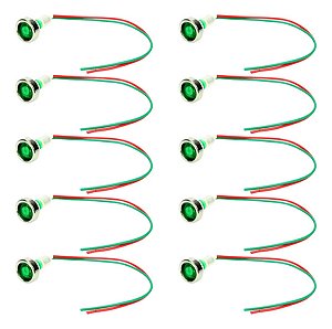 Kit 10 Lâmpada Sinaleiro Olho De Boi Xd10-7 12v Verde