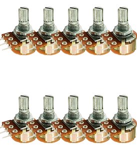 Kit 10 Potenciômetro Rotativo Wh160-b 10k L15mm  3 Terminais Com Chave