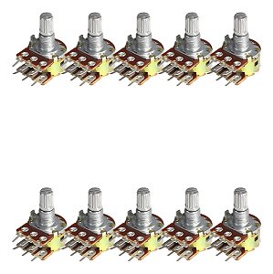 Kit 10 Potenciômetro Linear Duplo 50k L15 Wh148-2 Linear