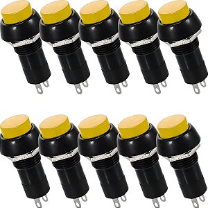 Kit 10 Chave Botão Push Button Pbs-11b Amarelo Sem Trava