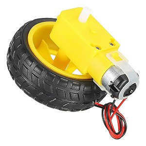 Motor DC 3-6V com Caixa de Redução + Roda 68mm Jumpers Soldados para Arduino Robótica Carrinho