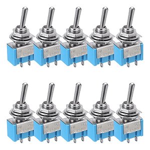 Chave Alavanca 2 Posições On Off MTS101 6A 2 Terminais - 10 Peças