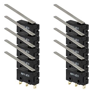 Kit 10 Chave Micro Switch Kw11-3z 5a Com Haste Longa 56mm Preto