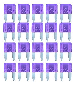 Kit 20 Mini Fusivel Lâmina 3a Zh269a Roxo Automotivo