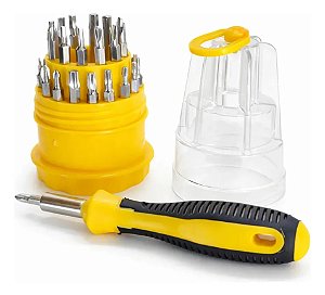 Jogo Kit Chaves Precisão 31 Peças Fenda Torx Alen Philips e Jogo de Ferramentas Chaves de Fenda/Philips