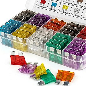 Kit Fusível Carro Automotivo Lâmina Médio Estojo 100 Peças 10A 40A 35A 30A 25A 20A 15A 7,5A 5A 2A