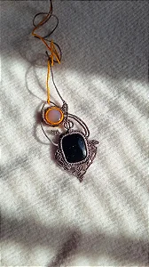 Colar duplo opalina e obsidiana
