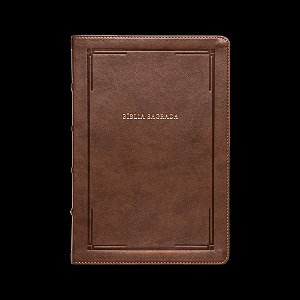 Bíblia Slim NVI, Letra Grande, Couro-Soft Marrom, Luxo, Barroca