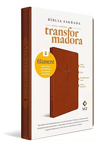 Bíblia NVT - Slim - Letra Grande - Marrom, Luxo Couro Sintético - Habilitada Para Filament