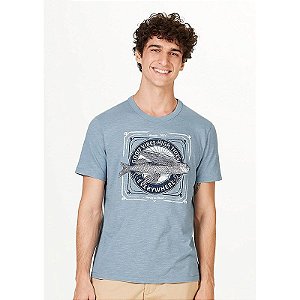 Camiseta Masculina Slim Em Malha Flamê - Azul