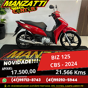 Moto Honda Biz 125 CBS Vermelha 2024